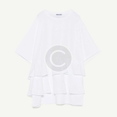 T-Shirt with flounces of poplin